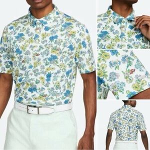 (Lara) Nike Dri-Fit Polo Blue and Green Floral Medium